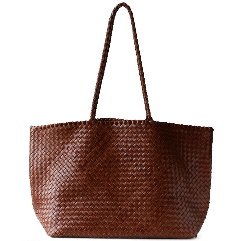 Handwoven Full-Grain Leather Tote Bag Women Large Capacity Vintage Chic Office In Soft Supple Cowhide