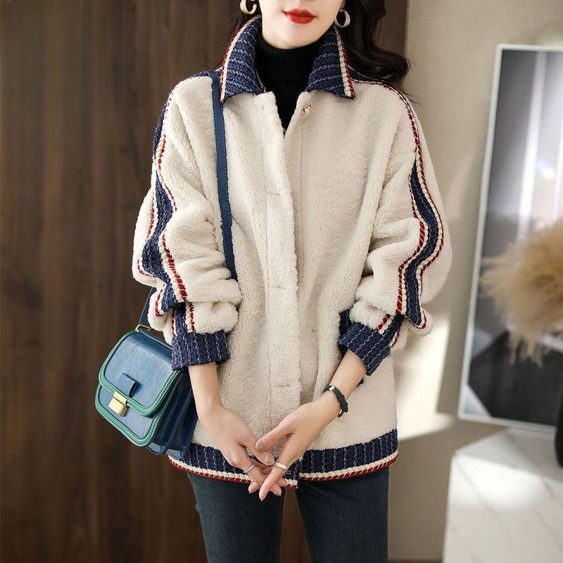 Winter Fashion Korean Style  Fleece Coat Women Trendy Versatile Outerwear