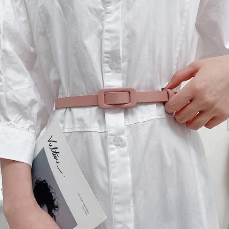 Fashionable Pink Square Belt For Girls Smooth Buckle Design Perfect For Everyday Outfits Chic