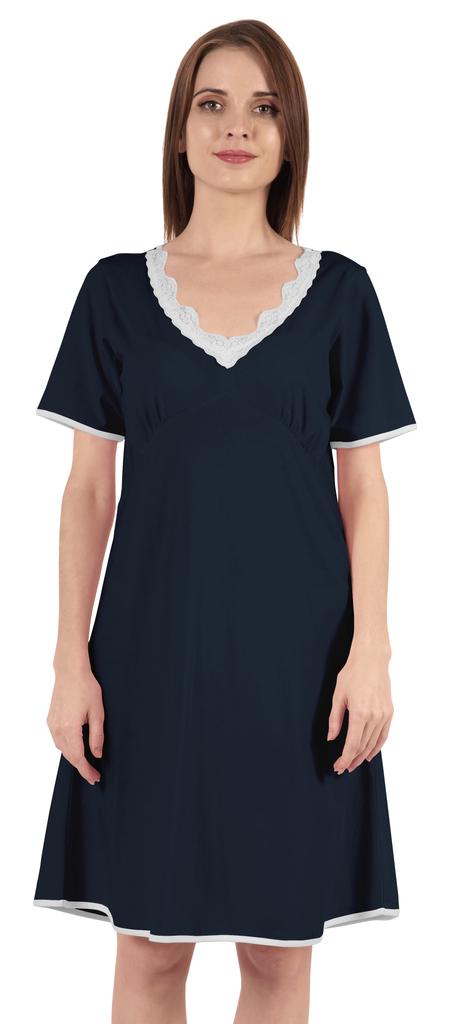 Inkmeso Solid Nightgown Dress For Women Nightwear Lace Short Sleeve Loungewear