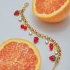Youthway Colored Strawberry Cherry White Zircon Bracelet Gold Plated Stainless Steel Waterproof Minimalist Women Jewelry Holiday