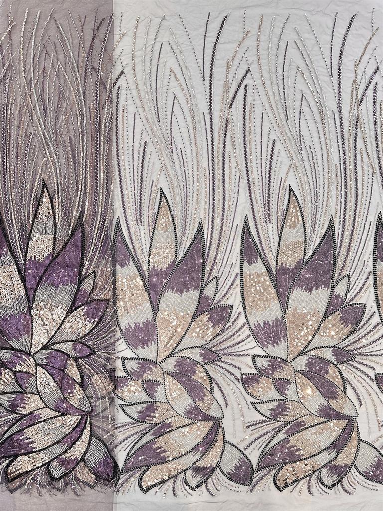 Latest African Beaded Lace Net Fabric 3 Yards 2025 High Quality Nigerian Wedding Material Luxury Sequins Beads Fabric for Sewing