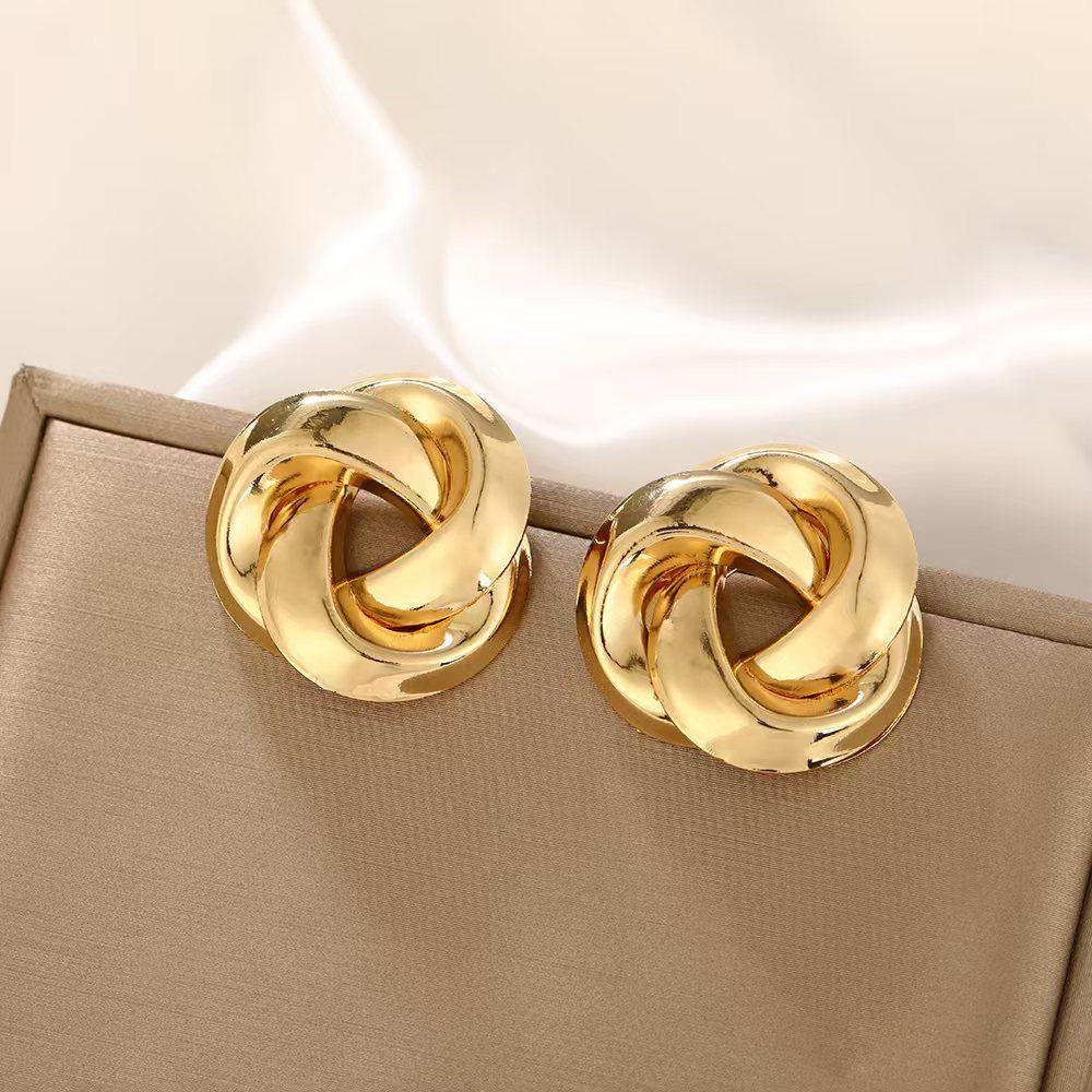 Europäisch-Amerikanische Geometrische Twist Kreis Ohrringe – Stilvoll, Mehrschichtig und Vielseitig