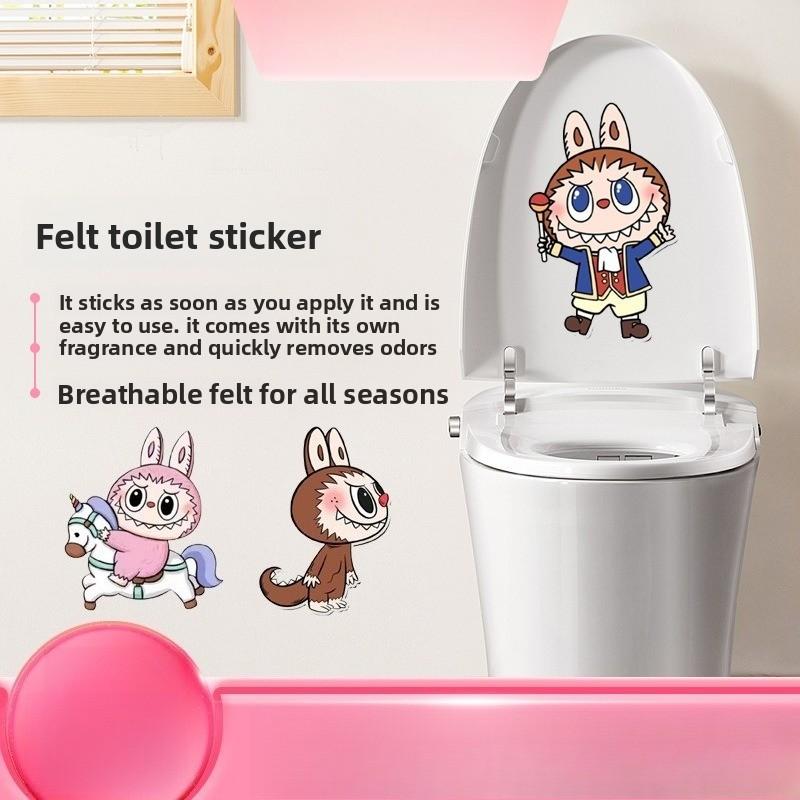 Deodorizační a vonná plstěná samolepka na toaletu, kreslená látková samolepicí plstěná samolepka pohlcující pachy