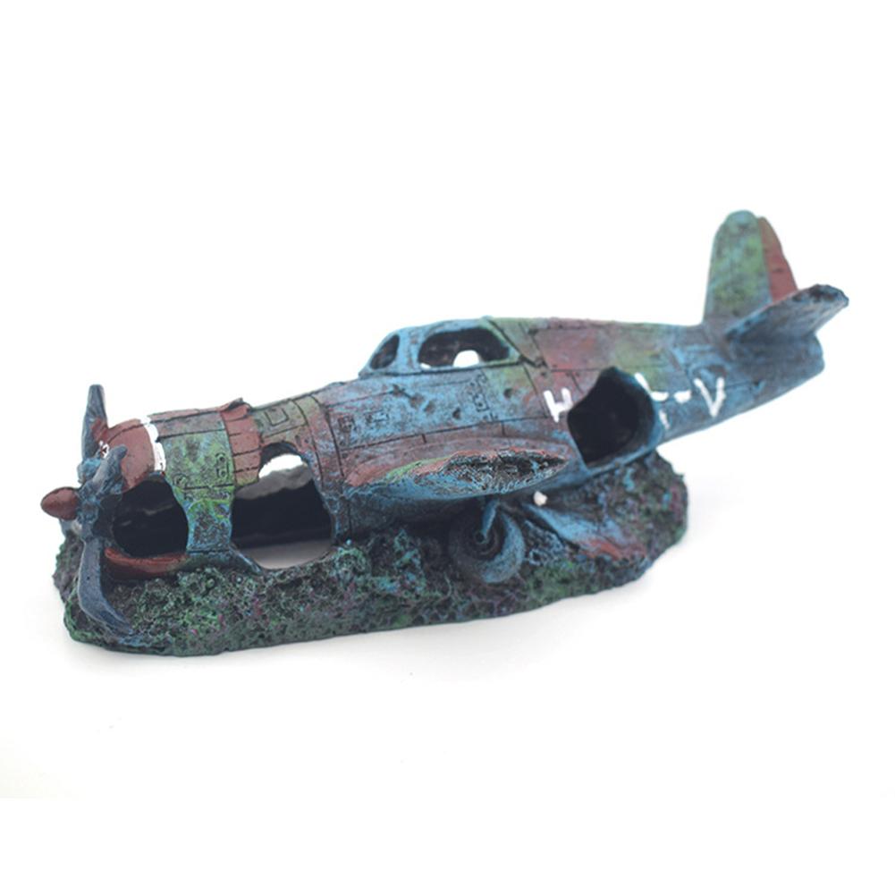 Fighter Fish Tank Decoration Resin Crafts Wreckage Hide Cave For Fish Shrimp Aquarium Landscaping Ornaments