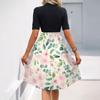 Women's Fashion Casual Belt Short Sleeve Round Neck Floral Elegant Temperament Dress