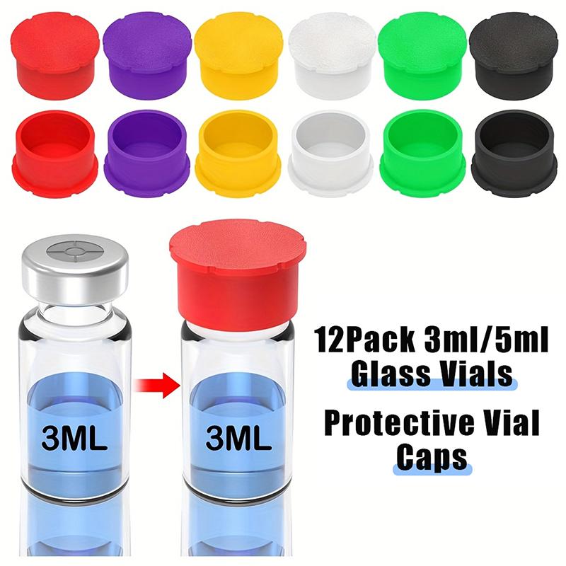 12Pcs Removable Caps For 3Ml5Ml Insulin Bottles Glass Vials Leakproof Dustproof Lids For Laboratory Scientific Sample Storage