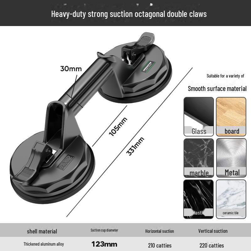 

Green Forest Heavy Duty Aluminum Glass & Tile Suction Lifter Heavy Duty Double Claw Suction Cup 1pcs