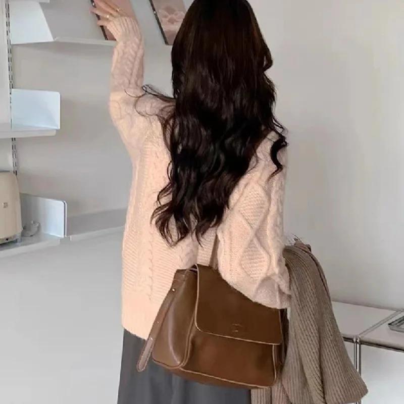Cardigan Women Loose Threaded Top Single Breasted O-neck Sweater Warmth Fashion Long Sleeve Knit Sweater Autumn Winter Outerwear