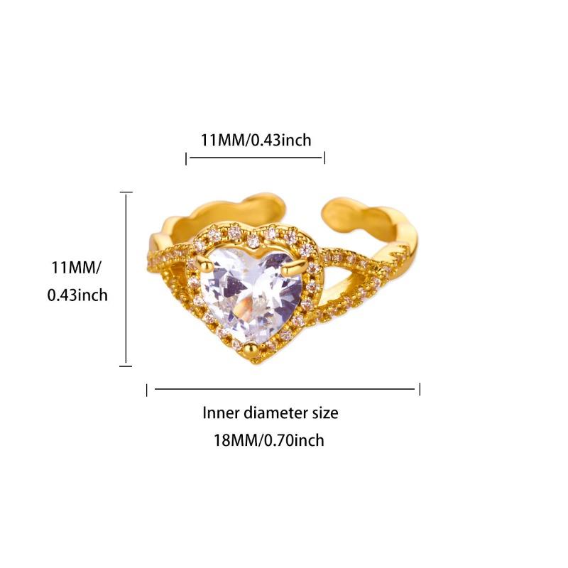 

Fashion new micro-inlaid zircon personalized luxury heart-shaped women s ring fashion versatile zircon love ring Opening adjustable