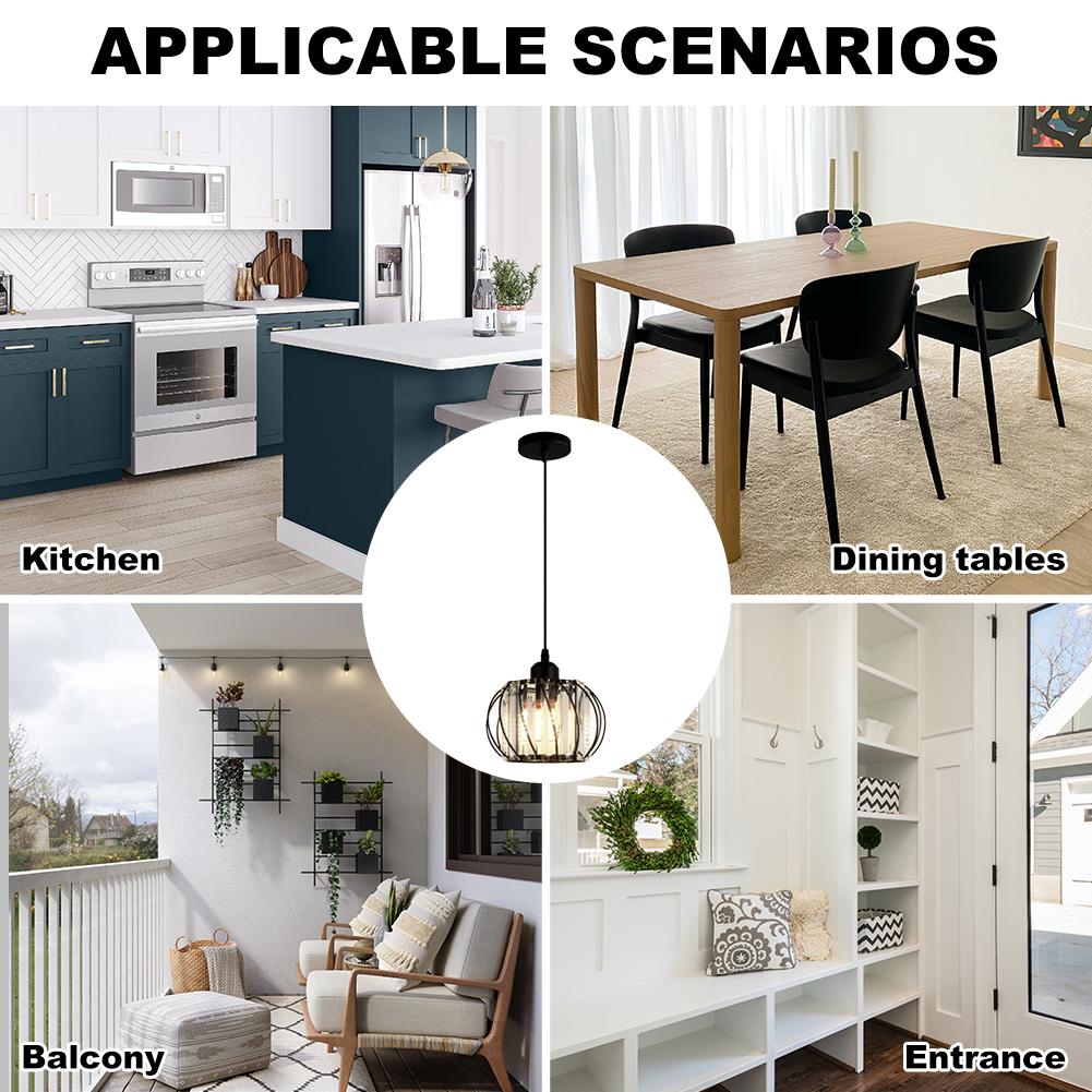 Simple and Modern Hanging Wire Style Glass Lantern Pendant Light with Warm Light 12W Corridor Porch