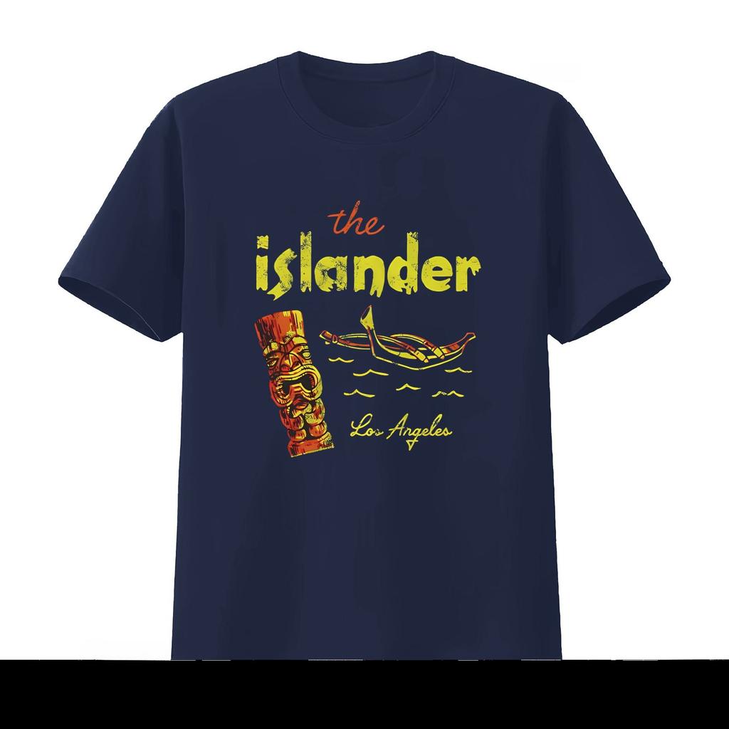 Retro Tiki Bar The Islander Los Angeles CA T Shirt Polynesian Design with Canoe and Statue Print Breathable Soft Summer 2026 Top