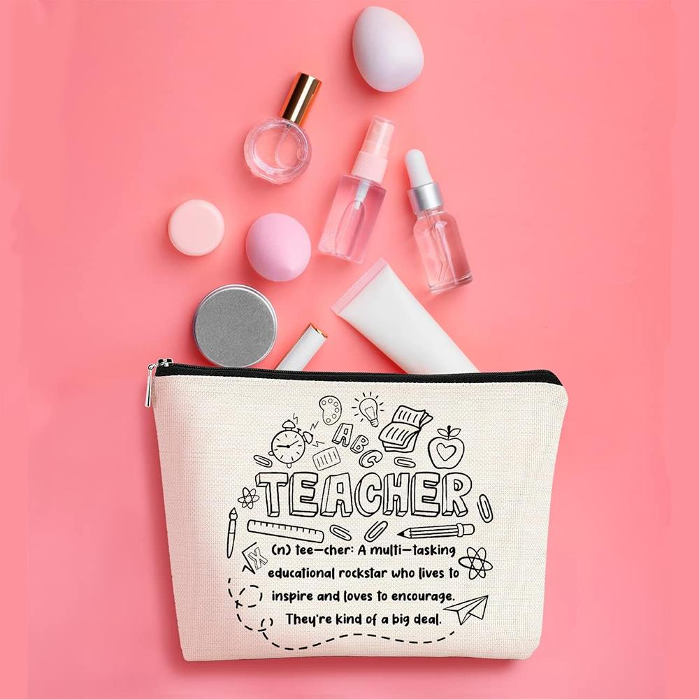 Teacher Makeup Bag Appreciation Back To School Thank You Gifts Small Cosmetic Organizer Bag for Graduation Birthday Party Gifts