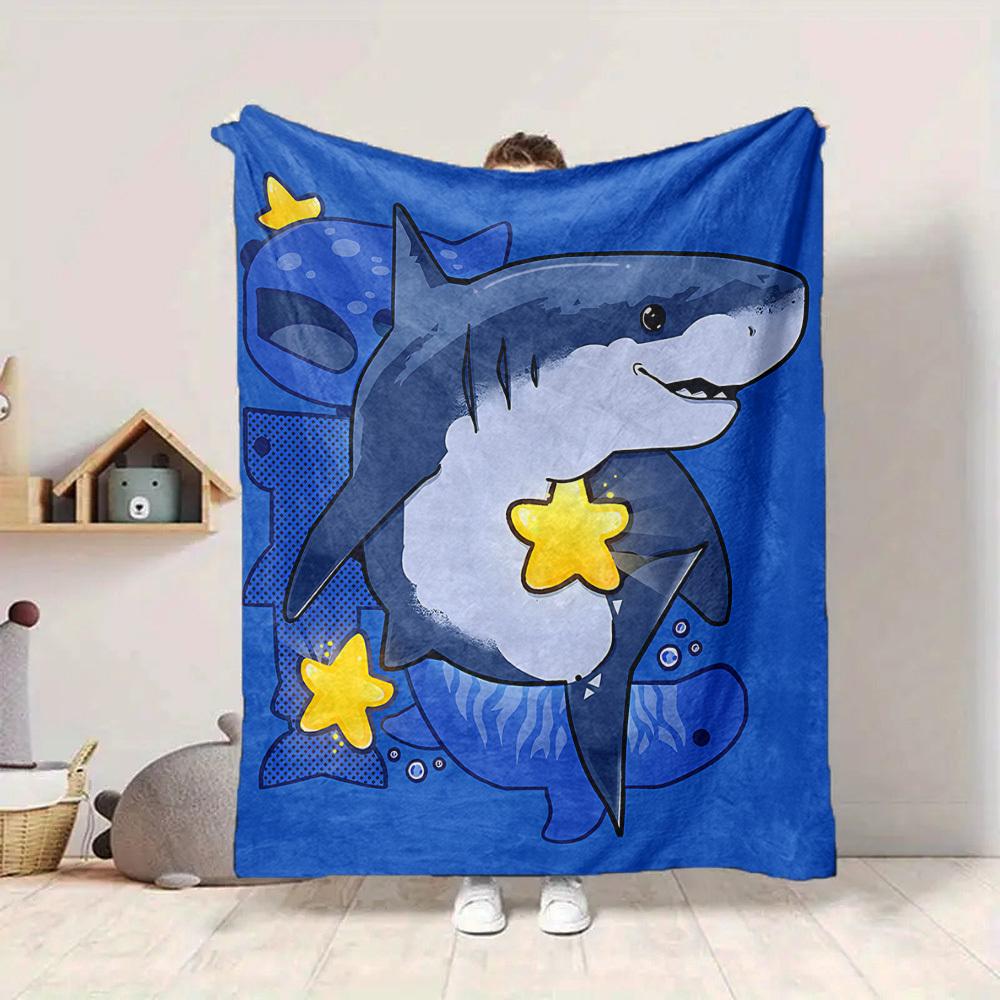 1pc Shark Star Blanket, Lightweight Flannel Throw Blanket For Sofa, Bed, Travel, Camping, Living Room, Office, Couch, Chair, And Bed