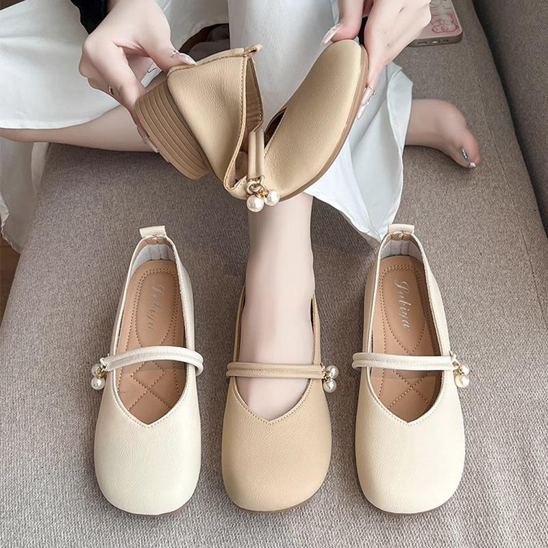 French temperament single shoes women 2025 spring new gentle lady versatile wind Doudou shoes with skirt low heel ladyshoes