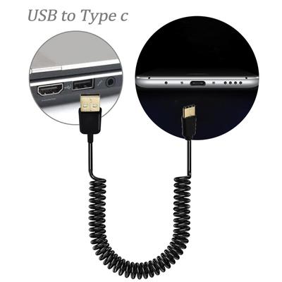 USB 3.1 Typ-C Stecker auf USB 2.0 Stecker Spiralen Spiraladapterkabel Feder Teleskop-Verlängerungskabel für Datensynchronisationsladegerät
