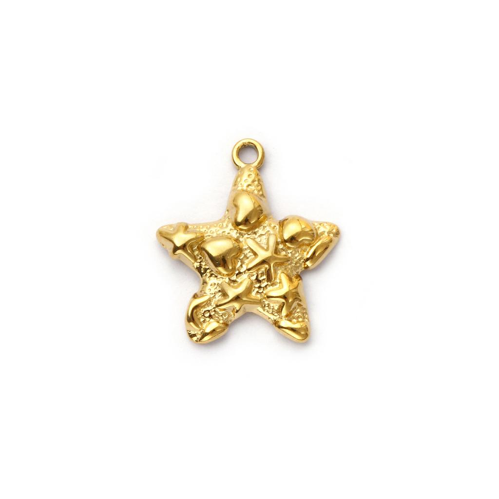 2 Pcs 304 Stainless Steel Ocean Charms 18K Gold Plated Starfish Conch Seal Coconut Tree Pendants For DIY Necklace Jewelry Making