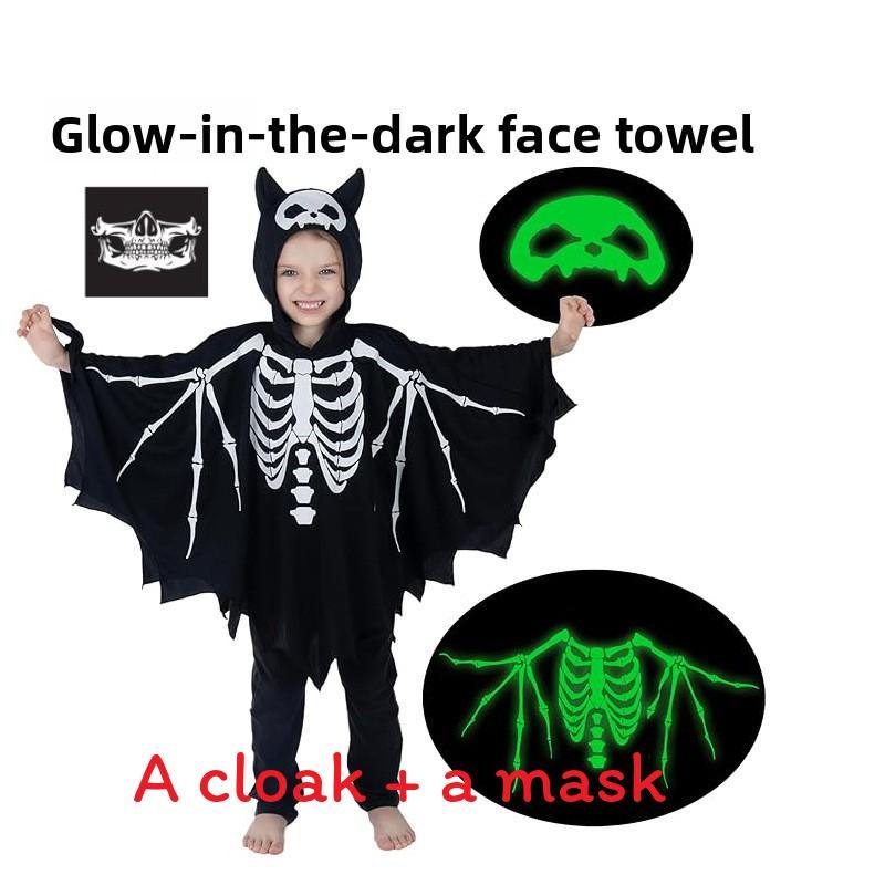 Childrens Boy Halloween Ghost Skeleton Performance Costume With Luminescent For Kids 3 To 8 Years