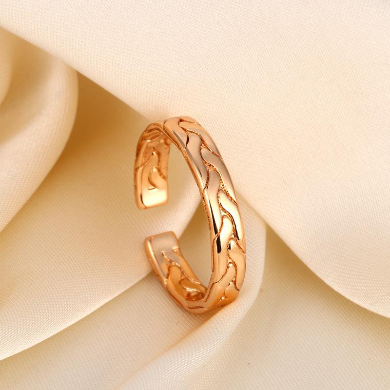 Guochao style plated 18k haute couture dragon scale pattern ancient ring Chinese style ins open ring
