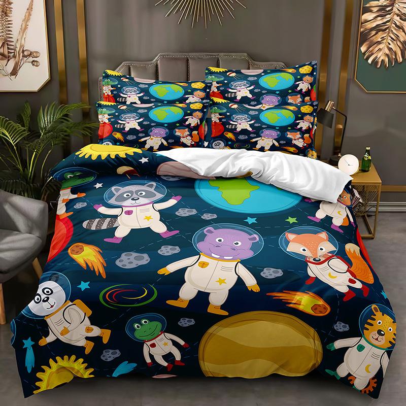 3D Space Cartoon Pattern Bedding Set Kid Boys Baby Quilt Cover Pillowcase 2/3pcs Single Double Bed Cover Gift Bed Set
