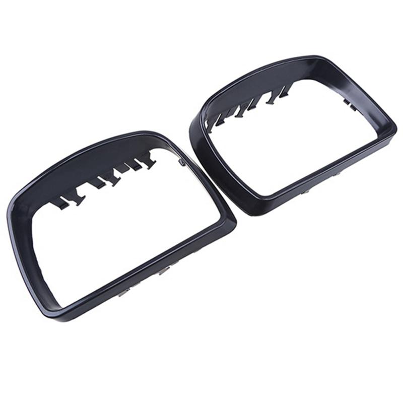 1Pair Car Black Rearview Mirror Cover Shell Side Mirror Frame Replacement For-BMW E53 X5 2000-2006