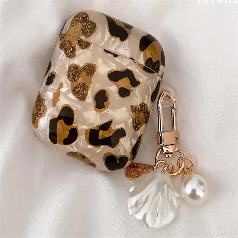 Luxury Leopard Pearl Case for Apple Airpods 1 2 3 Case Bracelet Chain Case for AirPods Pro Retro Case with Lanyard Earphone Box