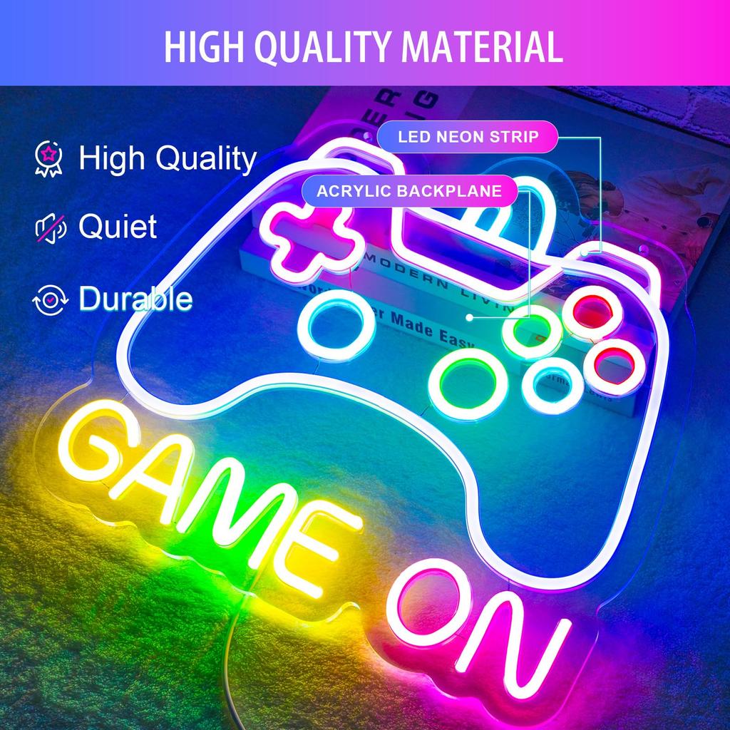 Gaming Neon Light Wall Decor for Game Room 35.8x33cm LED Atmosphere Lamp Controller Shape