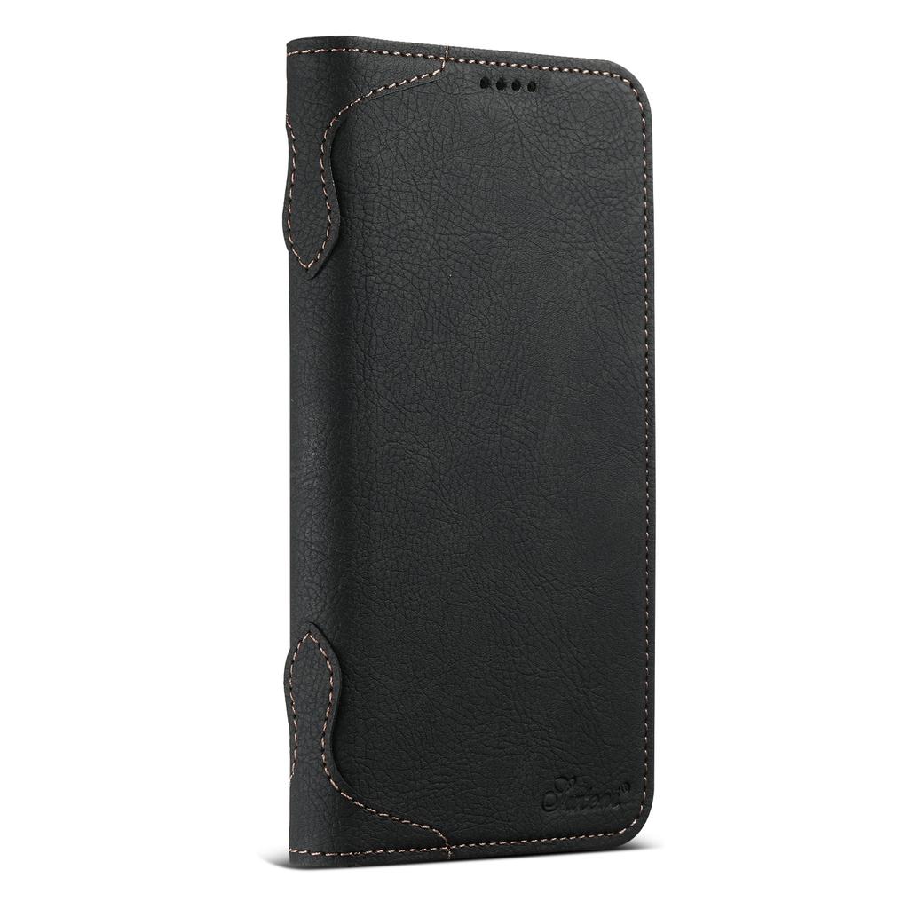 SUTENI J07 For iPhone 16 Pro Max Case Compatible with MagSafe Litchi Texture Leather Wallet Phone Cover