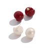 High-Class Retro French Red Pearl Clip-On Earrings for a Fashionable and Versatile Look