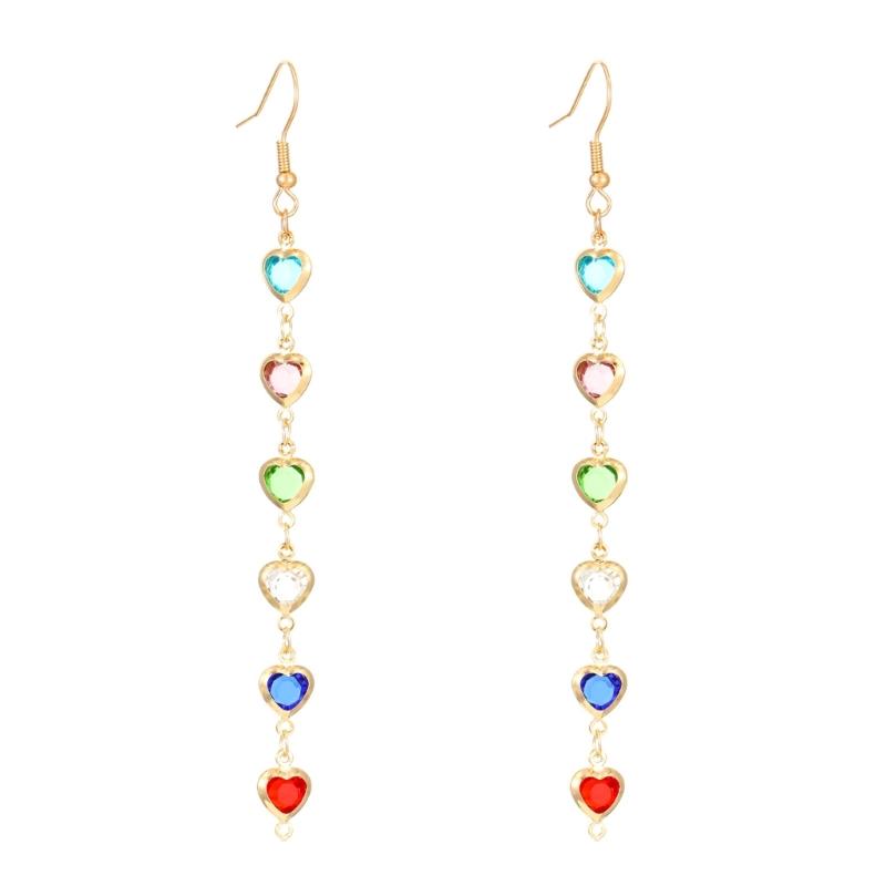 

Colorful Geometric Long Drop Earrings Accessory Featuring Fashionable Round Artificial Gemstones for Trendy Women 1