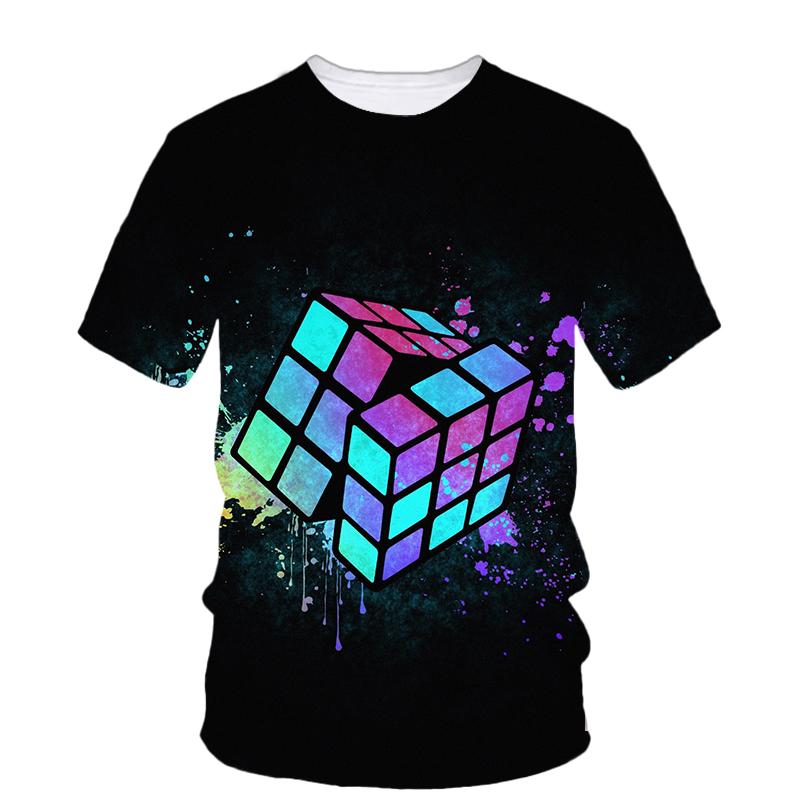 Rubik Cube  3D Printing T Shirt Man Summer O-Neck Short Sleeve Oversized Top Casual Tee Loose Streetwear Harajaku