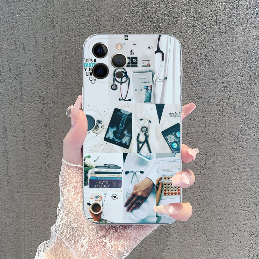 Medical Medicine stethoscope Phone Case For iPhone 15 14 13 12 Mini 11 Pro XS Max X XR SE 6 7 8 Plus Soft Silicone Cover