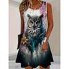 Women'S Sleeveless A-Line Dress Starry Night Black Cat Floral Print Women's Dress Beach Dress Y2k Ladies Clothes Oversized Tops