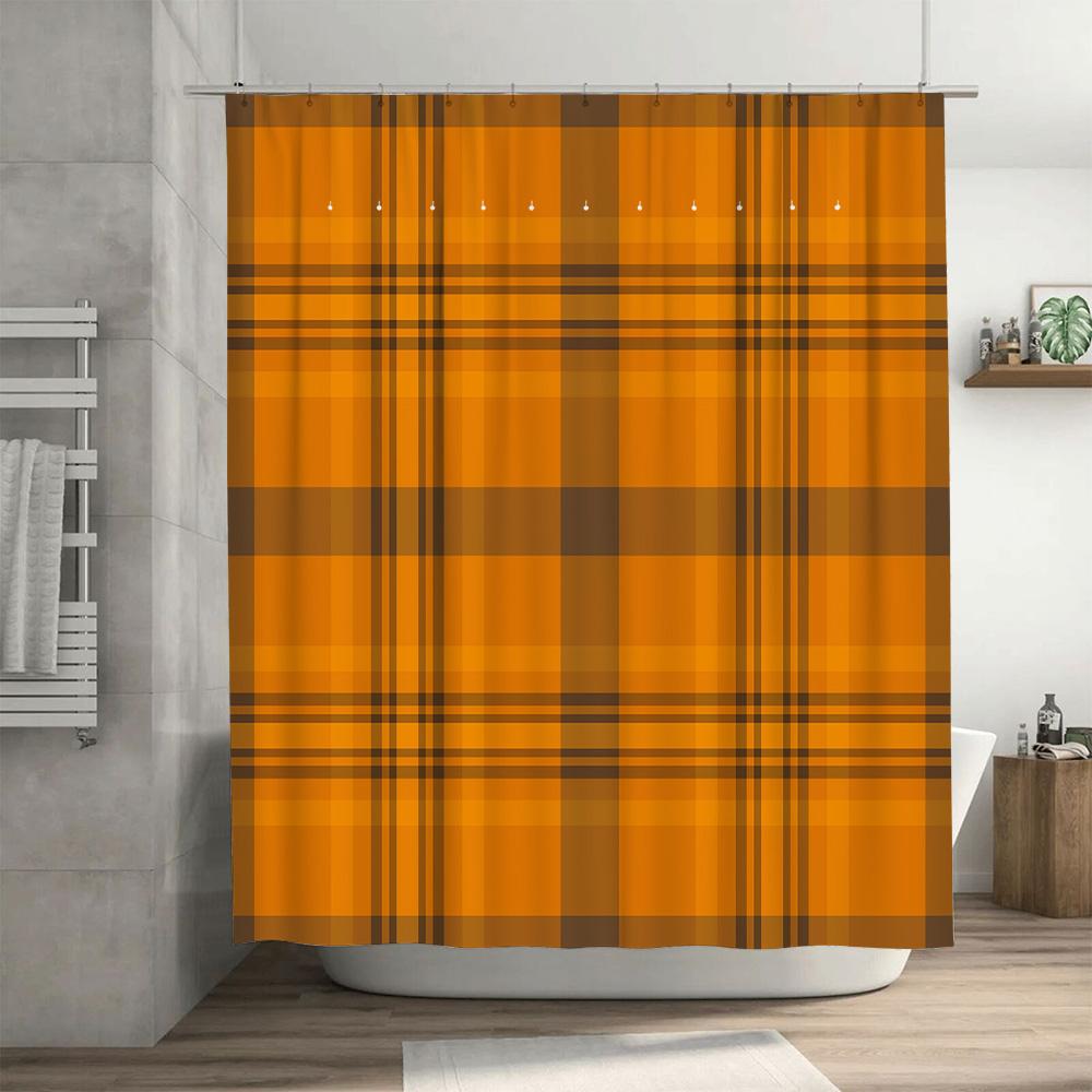 Red Plaid Shower Curtain Waterproof Bath Decor Modern Checkered Print For Bathtub Or Kitchen Size72X84 Inches (180Cm X 213Cm)