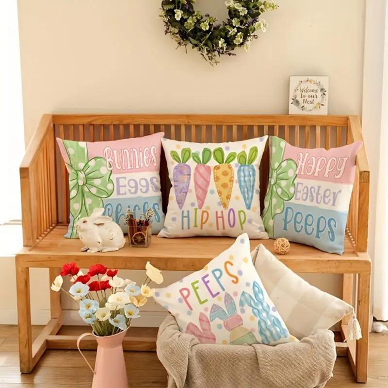 Pillowcase Springtime Rabbit Pattern Cushion Cover Pillow Sleeve For Easter Party Decoration And Children Room