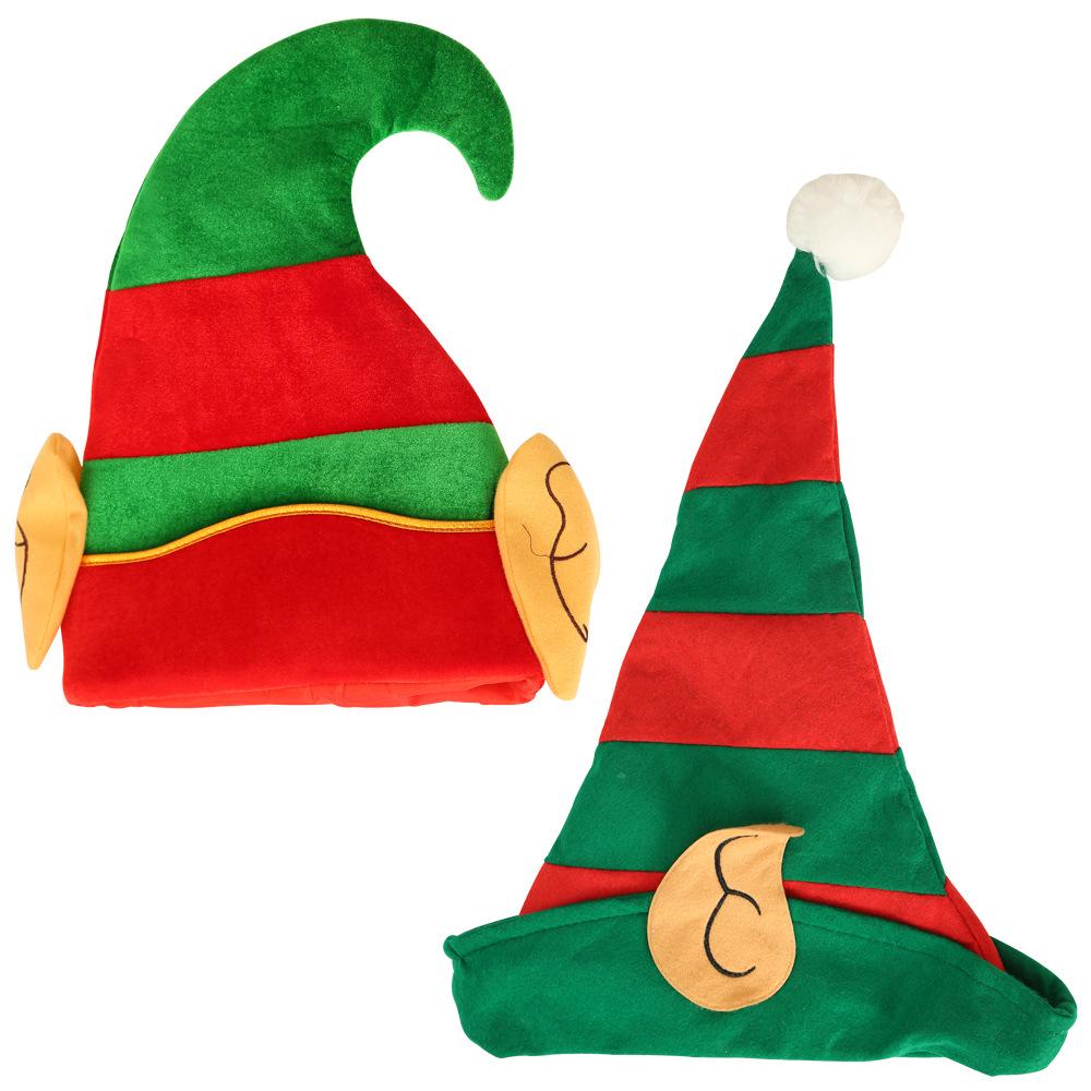 Christmas Hat Striped Elf Hat With Ears Christmas Ornaments Decor Children Women Men Cap Party Props