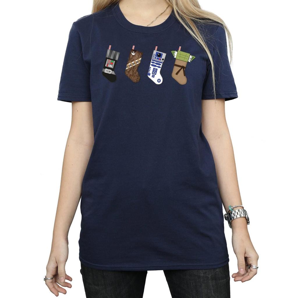 Star Wars Womens/Ladies Christmas Stockings Cotton Boyfriend T-Shirt