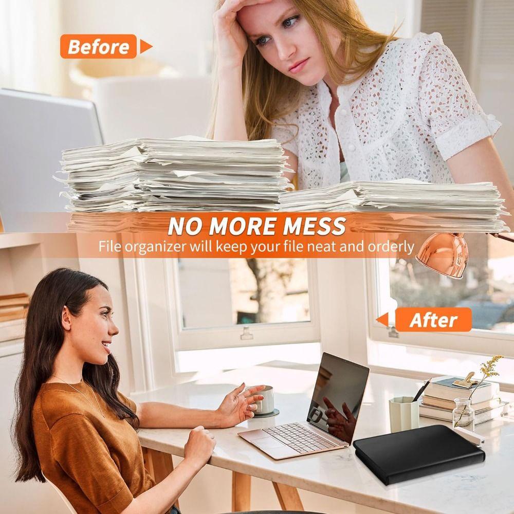 Fireproof Accordion File Organizer Zipper Closure A4 Files Briefcase  Office Accessories