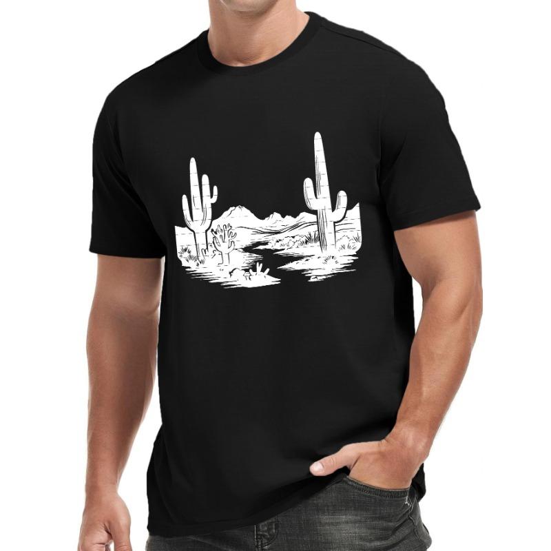 Men's Cactus Graphic Tee - Casual & Sporty Short Sleeve T-Shirt, Breathable  - Perfect for Summer Outings