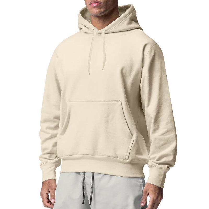 Mens Solid Fleece Hooded Sweatshirt Casual Loose Sports Long Sleeve Pullover