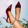 2026 Wine Red High Heels Evening Party Stiletto High Heels Fashion Pointed Simple Sandals