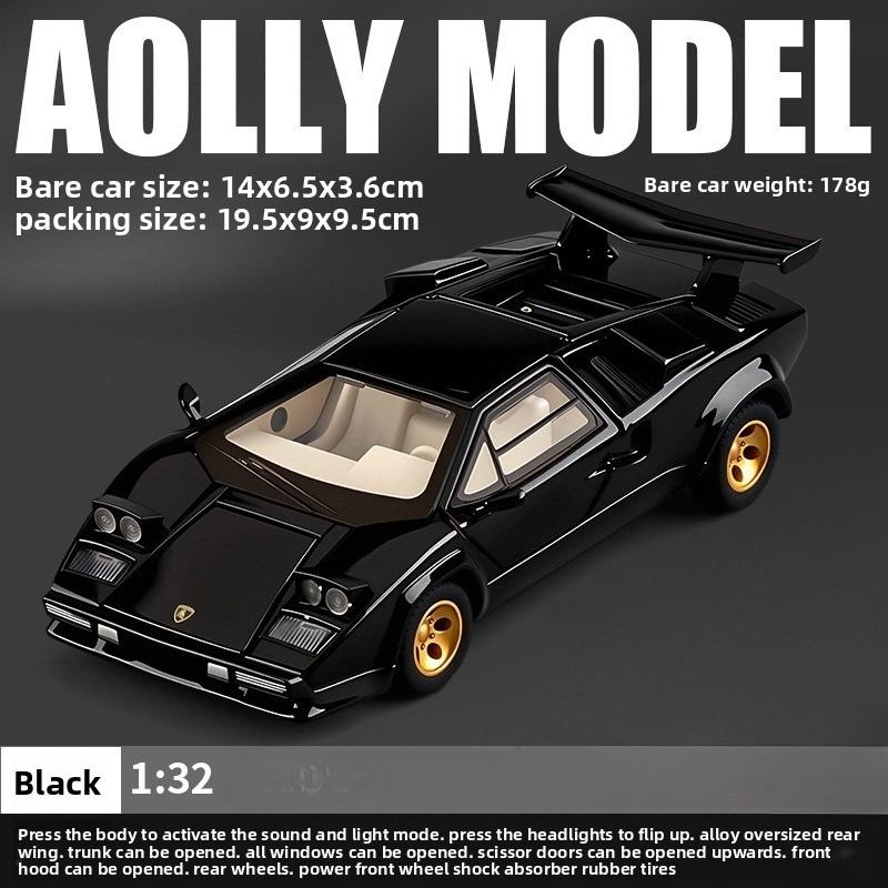 1:32 Countach LP500S Supercar Spielzeugauto Modell Rad Lenkung Geräusch und Licht Kinderspielzeug Sammlerstücke Geburtstagsgeschenke