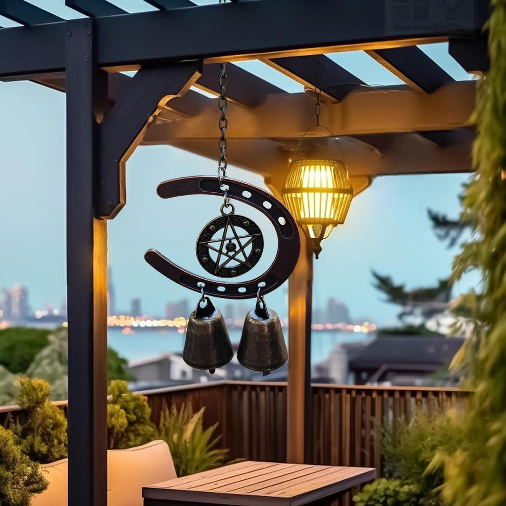 Wind Chimes Alloy Anti-Rust Fade-Proof Compact Decoration Horseshoe Windchime Ornaments for Family Home Ranch Bar Indoor