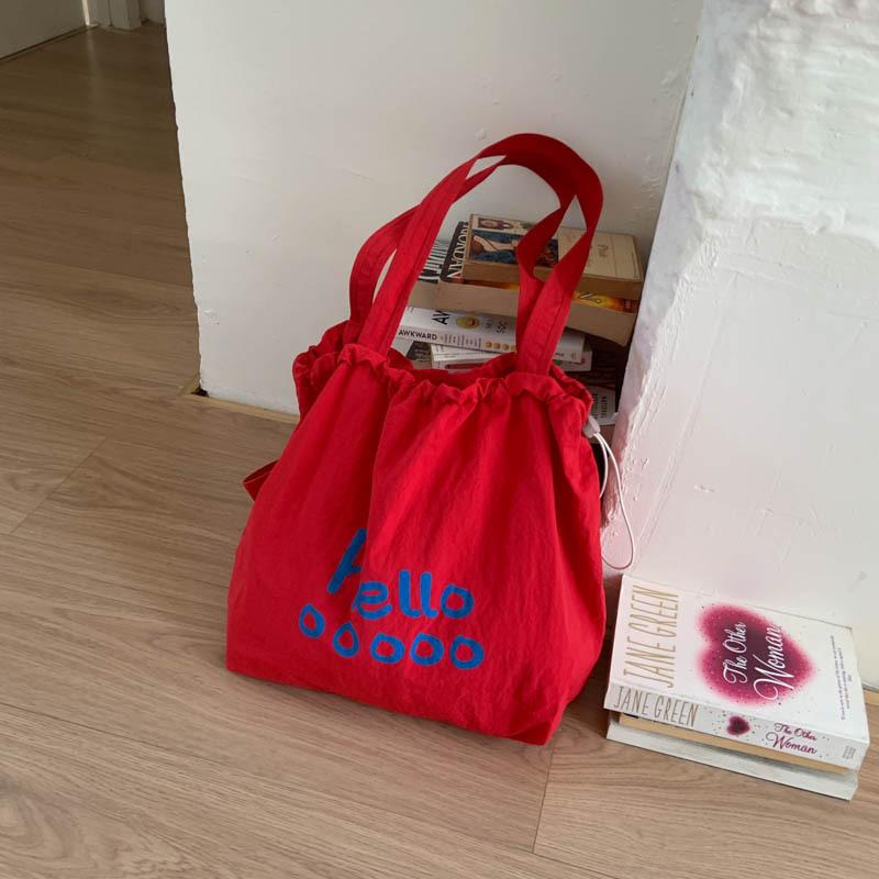 

Повседневная холщовая сумка большой вместимости с принтом букв, женская 2025, новая, в простом ленивом стиле, сумка под мышкой, на плечо, сумка-тоут красный