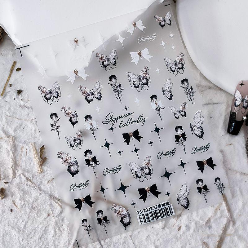 

Qiji Notebook Three-Dimensional Nail Sticker Waterproof Nail Sticker Gypsum Butterfly Rose Bows New 2023 TS-2022 Gypsum Butterfly