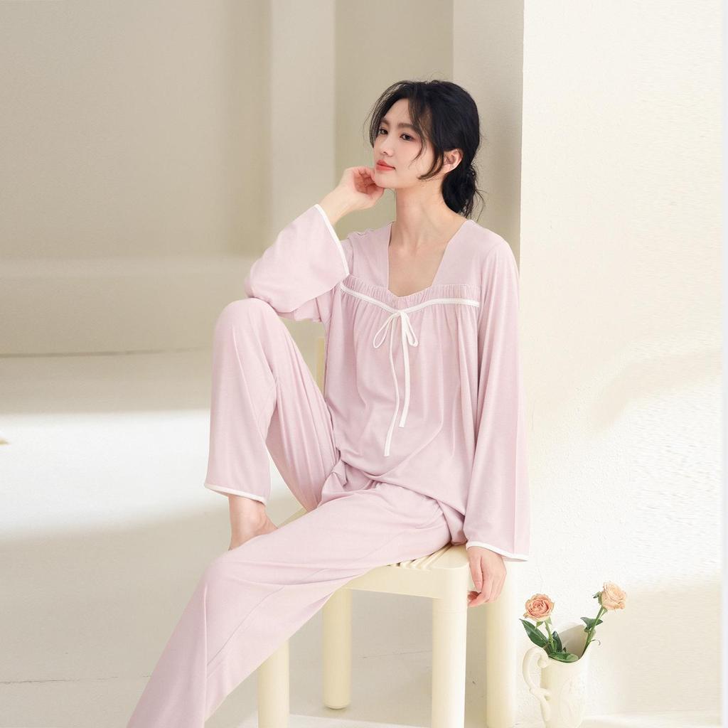 Pure Desire Women's Soft Modal Pajamas - Spring/Fall Plus Size Long Sleeve Homewear Set