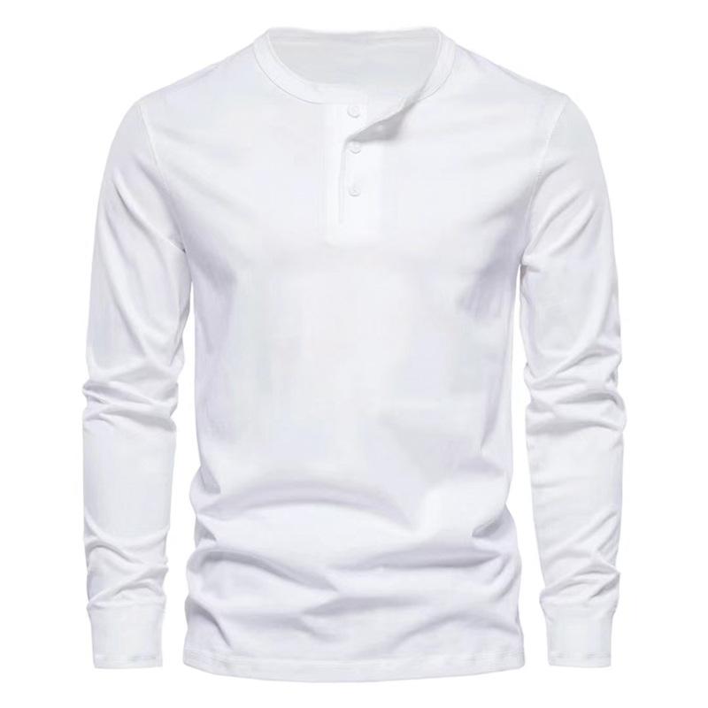 Men's Long Sleeve Henry Shirt Men's Slim Crew Neck Long Sleeve T-shirt