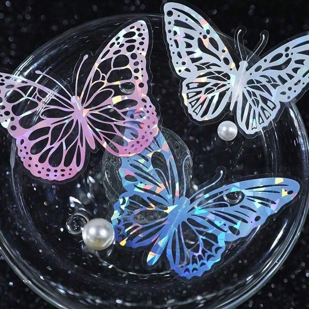 20PCS Autocollant Papillon Brillant DIY Décoration de Gâteau Mariage Joyeux Anniversaire Pour Mariage Anniversaire Fête Décoration de Gâteau