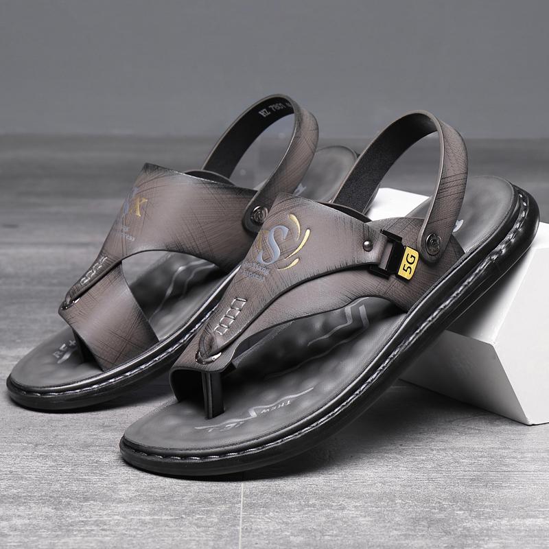 Fashion New Arrival Slippers Summer Mens Leather Flats Classic Roman Sandals Outdoor Beach Rubber Flip Flops Man Water Trekking Sandals