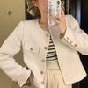Button Woman Vintage Outerwear Slim Cardigan Coat Temperament Elegant Short Coats  Spring Autumn